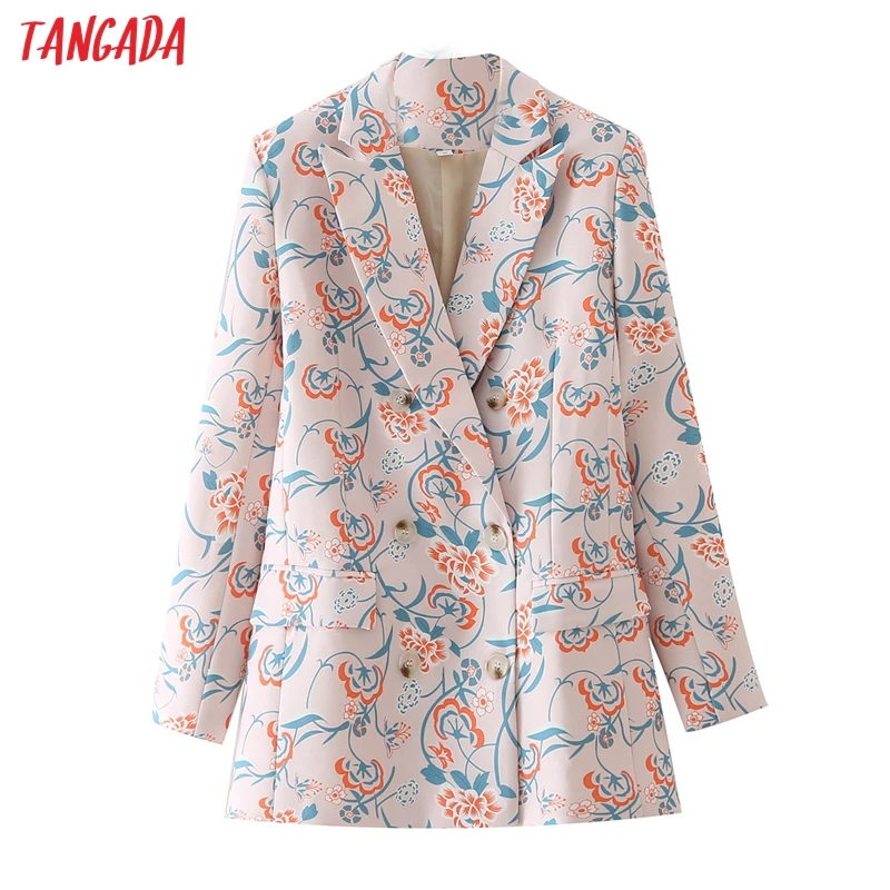 Tangada Women 2021 Autumn Flowers Blazer Coat Vintage Double Breasted Long Sleeve Female Outerwear Chic Tops DA35 
Tangada Women 2021 Autumn Flowers Blazer Coat Vintage Double Breasted Long Sleeve Female Outerwear Chic Tops DA35