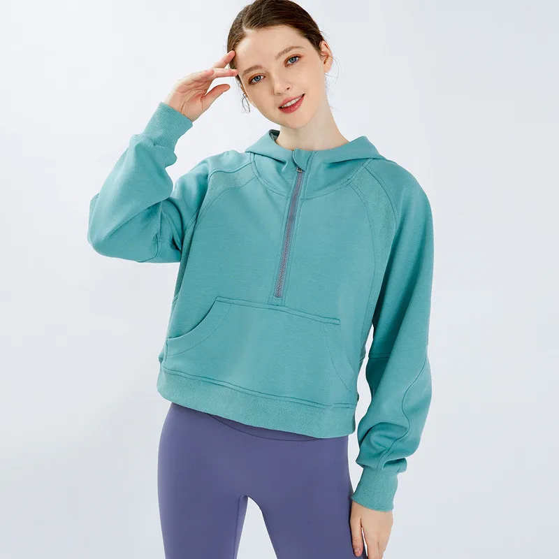 New Arrivals Women's Half-zip Hooded Sweater Loose Pure Cotton Casual Thick Coat Long Sleeve Yoga Shirt Leisure Fitness Clothing
New Arrivals Women's Half-zip Hooded Sweater Loose Pure Cotton Casual Thick Coat Long Sleeve Yoga Shirt Leisure Fitness Clothing
