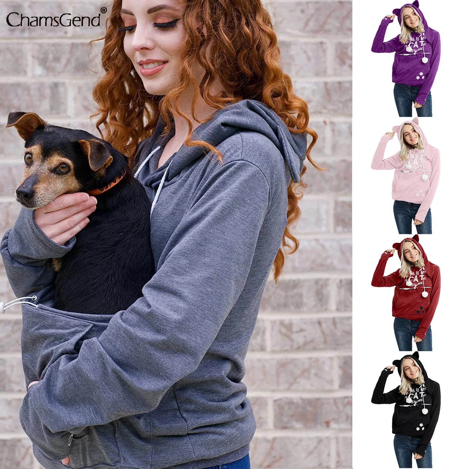 Kangaroo Pocket Large Pouch Hoodies Sweatshirt Women Long Sleeve Cat Print Fleece Tops for Carring Small Pets Cats Puppies
Kangaroo Pocket Large Pouch Hoodies Sweatshirt Women Long Sleeve Cat Print Fleece Tops for Carring Small Pets Cats Puppies