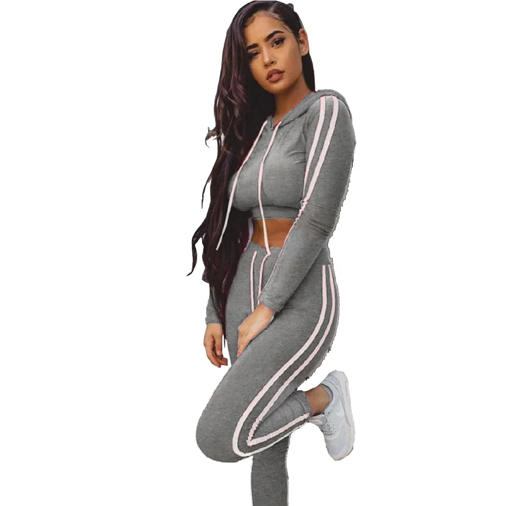 Fitness Casual 2 Piece Set Tracksuit Women Side Striped Hoodies Cropped Tops and Pants Jogger Two Piece Outfits Ladies suit
Fitness Casual 2 Piece Set Tracksuit Women Side Striped Hoodies Cropped Tops and Pants Jogger Two Piece Outfits Ladies suit