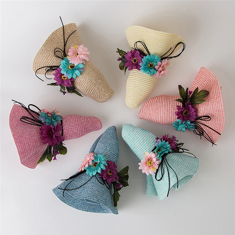 New Summer Baby girls hats kids Flowers Straw Weave Literature and art cap fitted Ruffles beach hat photography props bonnet A40
New Summer Baby girls hats kids Flowers Straw Weave Literature and art cap fitted Ruffles beach hat photography props bonnet A40