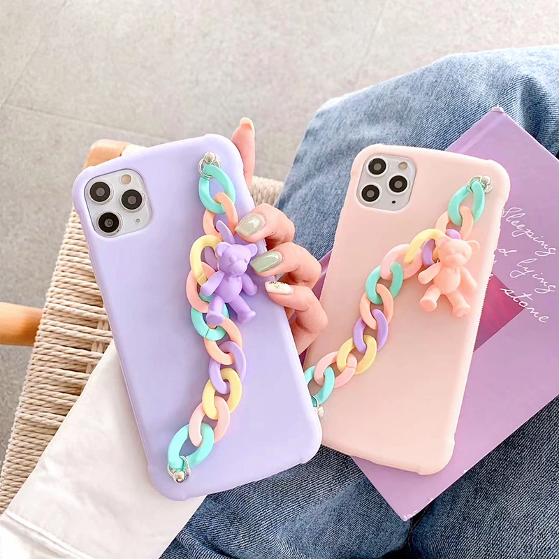 Cute Rainbow Candy Bear Bracelet Phone Case For iphone 11Pro MAX 7 8Plus X XR XS Max SE Cartoon Wristband Solid Color Soft Cover
Cute Rainbow Candy Bear Bracelet Phone Case For iphone 11Pro MAX 7 8Plus X XR XS Max SE Cartoon Wristband Solid Color Soft Cover