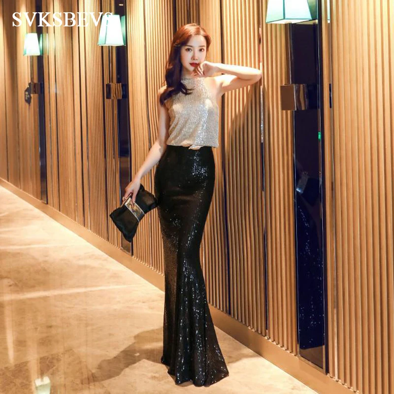 SVKSBEVS Elegant Halter Sequined Mermaid Long Dresses Party Off The Shoulder Metal Leaf Sash Maxi Dress 
SVKSBEVS Elegant Halter Sequined Mermaid Long Dresses Party Off The Shoulder Metal Leaf Sash Maxi Dress