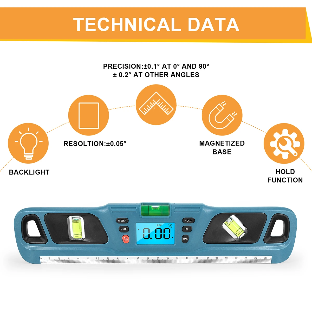 Electronic Slope Meter Digital Magnetic Level Tool Slope Angle Finder Gauge Protractor Level Box 4*90°Electronic Bubble
Electronic Slope Meter Digital Magnetic Level Tool Slope Angle Finder Gauge Protractor Level Box 4*90°Electronic Bubble
