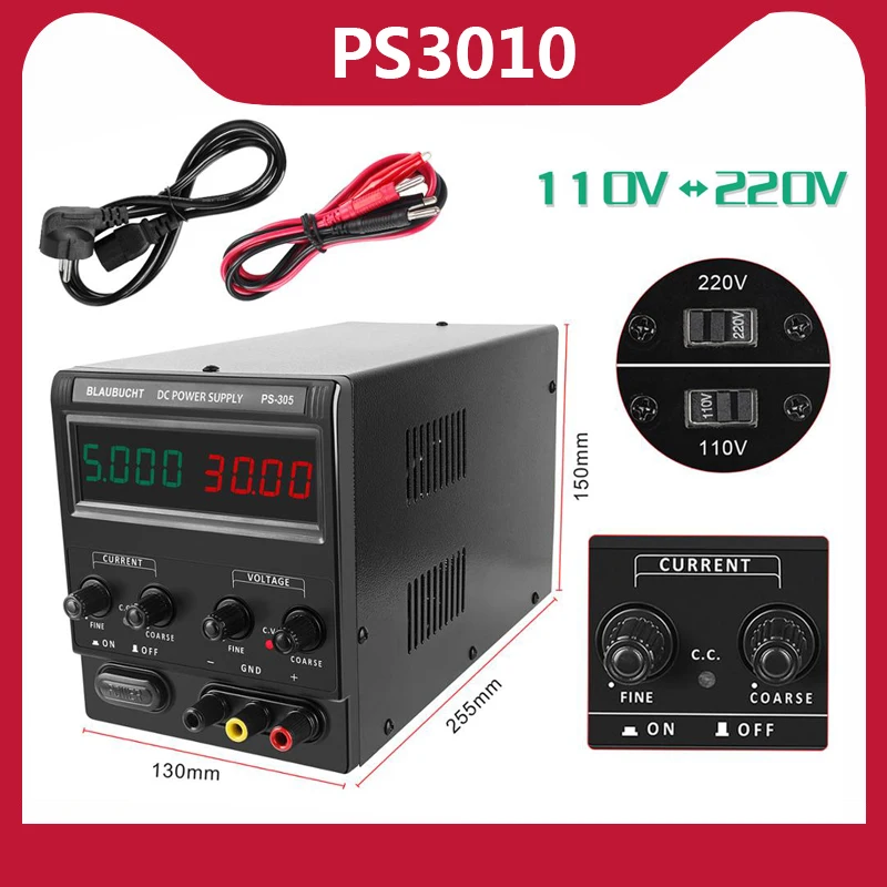 DC Lab Adjustable Switching Power Supply 30V 10A 60V 5A Voltage Regulator 110V 220V 4 Digital Display Black Adjustable Source
DC Lab Adjustable Switching Power Supply 30V 10A 60V 5A Voltage Regulator 110V 220V 4 Digital Display Black Adjustable Source
