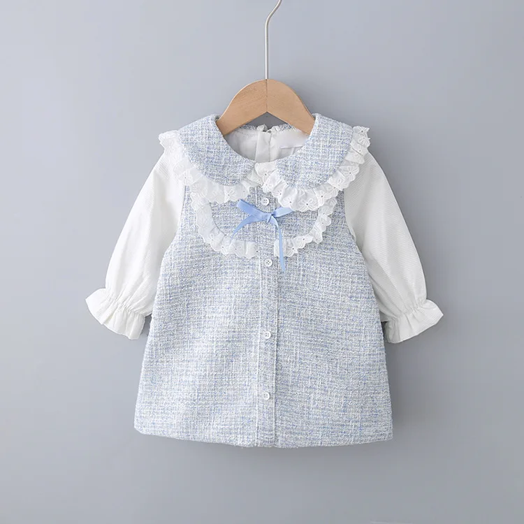 New Spring Baby Girls Sweet Bow Brim A Word Dress Lace Collar Delicate Princess Dress Kids baby girl cloths
New Spring Baby Girls Sweet Bow Brim A Word Dress Lace Collar Delicate Princess Dress Kids baby girl cloths