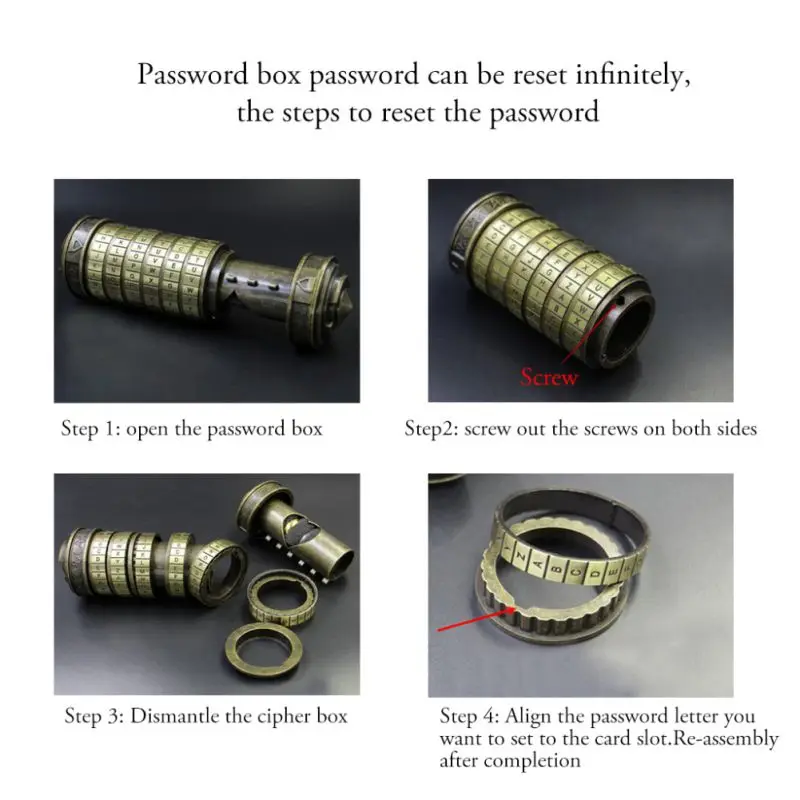 Da Vinci Code Toy Metal Cryptex Locks Wedding Gift Letter Password Valentine's Day Kids Adult Gift Escape Chamber Prop D1
Da Vinci Code Toy Metal Cryptex Locks Wedding Gift Letter Password Valentine's Day Kids Adult Gift Escape Chamber Prop D1