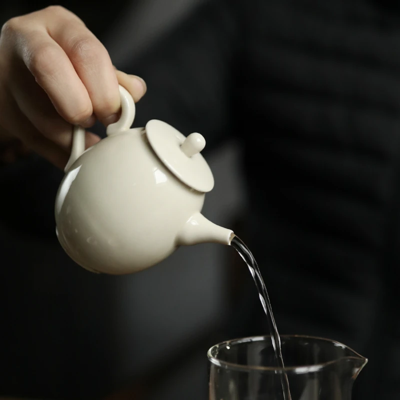 Handle Ceramic White Teapot Small Chinese Porcelain Clay Teapot Crockery Kettle Infuser Jogo De Cha Kitchen Dining Bar QEA6CH 
Handle Ceramic White Teapot Small Chinese Porcelain Clay Teapot Crockery Kettle Infuser Jogo De Cha Kitchen Dining Bar QEA6CH