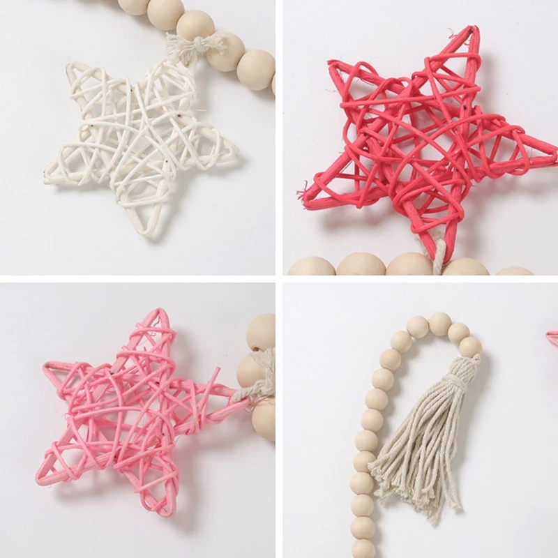 2Pcs/Set Pine Wood Beads Garland with Rattan Stars Cotton Tassel Farmhouse Wall Hanging Decoration Nursey Room Decor
2Pcs/Set Pine Wood Beads Garland with Rattan Stars Cotton Tassel Farmhouse Wall Hanging Decoration Nursey Room Decor