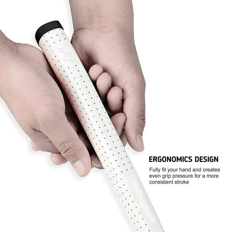 2 Pcs Wrap Golf Grip Pure Handmade Leather Material Standard Golf Club Grips Putter Grips, White & Black 
2 Pcs Wrap Golf Grip Pure Handmade Leather Material Standard Golf Club Grips Putter Grips, White & Black