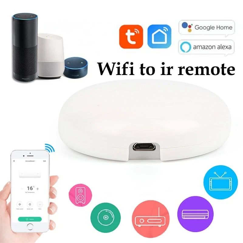 Tuya wifi к ИК-пульту дистанционного управления wifi-ИК Универсальные пульты совместим с alexa echo google Голосовое управление smart life приложение синхрон...
Tuya wifi к ИК-пульту дистанционного управления wifi-ИК Универсальные пульты совместим с alexa echo google Голосовое управление smart life приложение синхрон...
