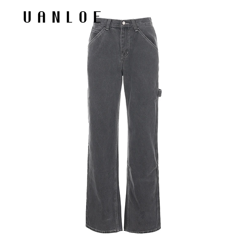 Wide-leg Straigh Gray Women's Jeans High Waist High Street Pants Loose Large Pocket Full Length Jeans Women
Wide-leg Straigh Gray Women's Jeans High Waist High Street Pants Loose Large Pocket Full Length Jeans Women
