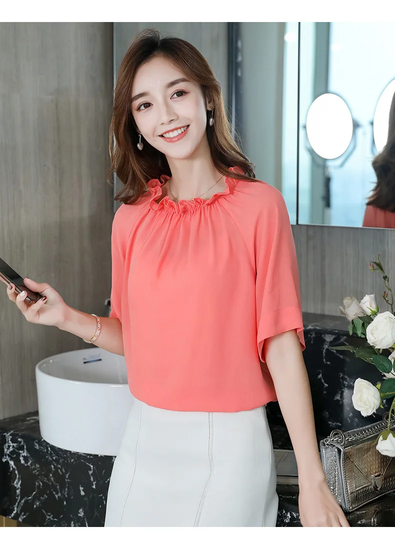 Shirts Women O-neck Short Sleeve Solid Plus Size 3XL Chiffon Blouses Womens Thin Elegant Shirt Tops Sweet OL Casual Slim 2021
Shirts Women O-neck Short Sleeve Solid Plus Size 3XL Chiffon Blouses Womens Thin Elegant Shirt Tops Sweet OL Casual Slim 2021
