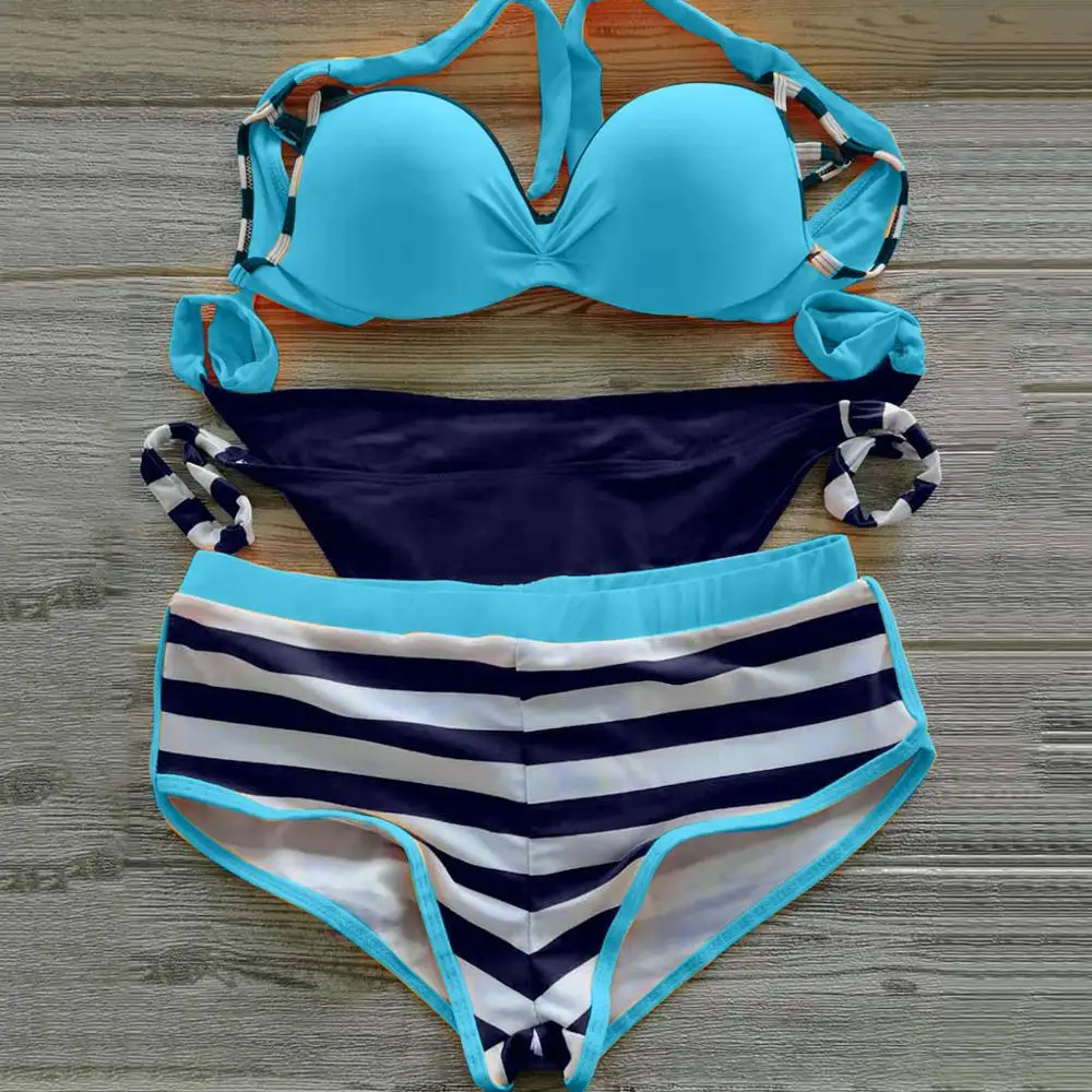 2020 New Swimwear Women Three Piece Swimsuit Push-Up Bikini Set Women Boxer Stripes Biquini Swimsuit Brazilian Bathing Suit 2XL 
2020 New Swimwear Women Three Piece Swimsuit Push-Up Bikini Set Women Boxer Stripes Biquini Swimsuit Brazilian Bathing Suit 2XL