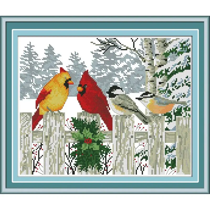 Joy Sunday Birds On The Fence In Winter Chinese Embroidery Packs Cross Stitch Counting Patterns Diy Dmc 11&14CT Needlework Sets
Joy Sunday Birds On The Fence In Winter Chinese Embroidery Packs Cross Stitch Counting Patterns Diy Dmc 11&14CT Needlework Sets