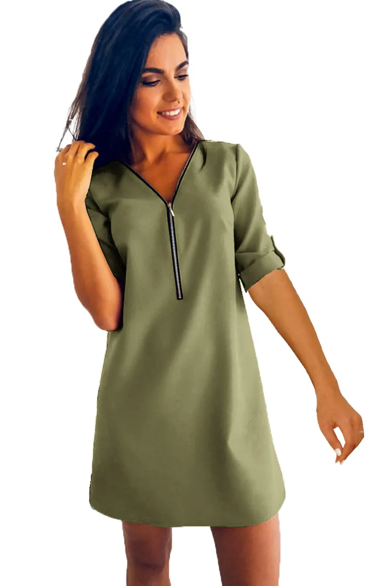Women Summer Dress Womens Long Sleeve V Neck Zipper Shirt Dress Loose Party Evening Mini Dress vestidos femininos Plus Size S-5X
Women Summer Dress Womens Long Sleeve V Neck Zipper Shirt Dress Loose Party Evening Mini Dress vestidos femininos Plus Size S-5X