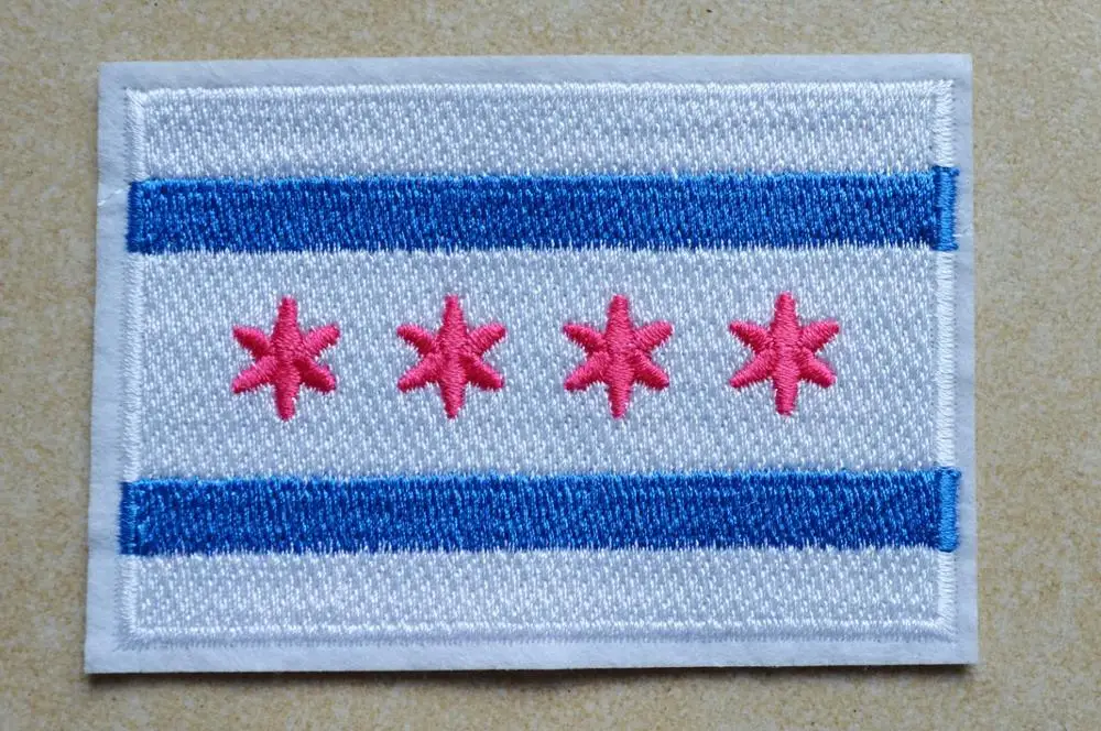 

120x PINK STAR Chicago city illinois usa american Flag Iron On Patches, sew on patch,Appliques, Made of Cloth,100% Quality