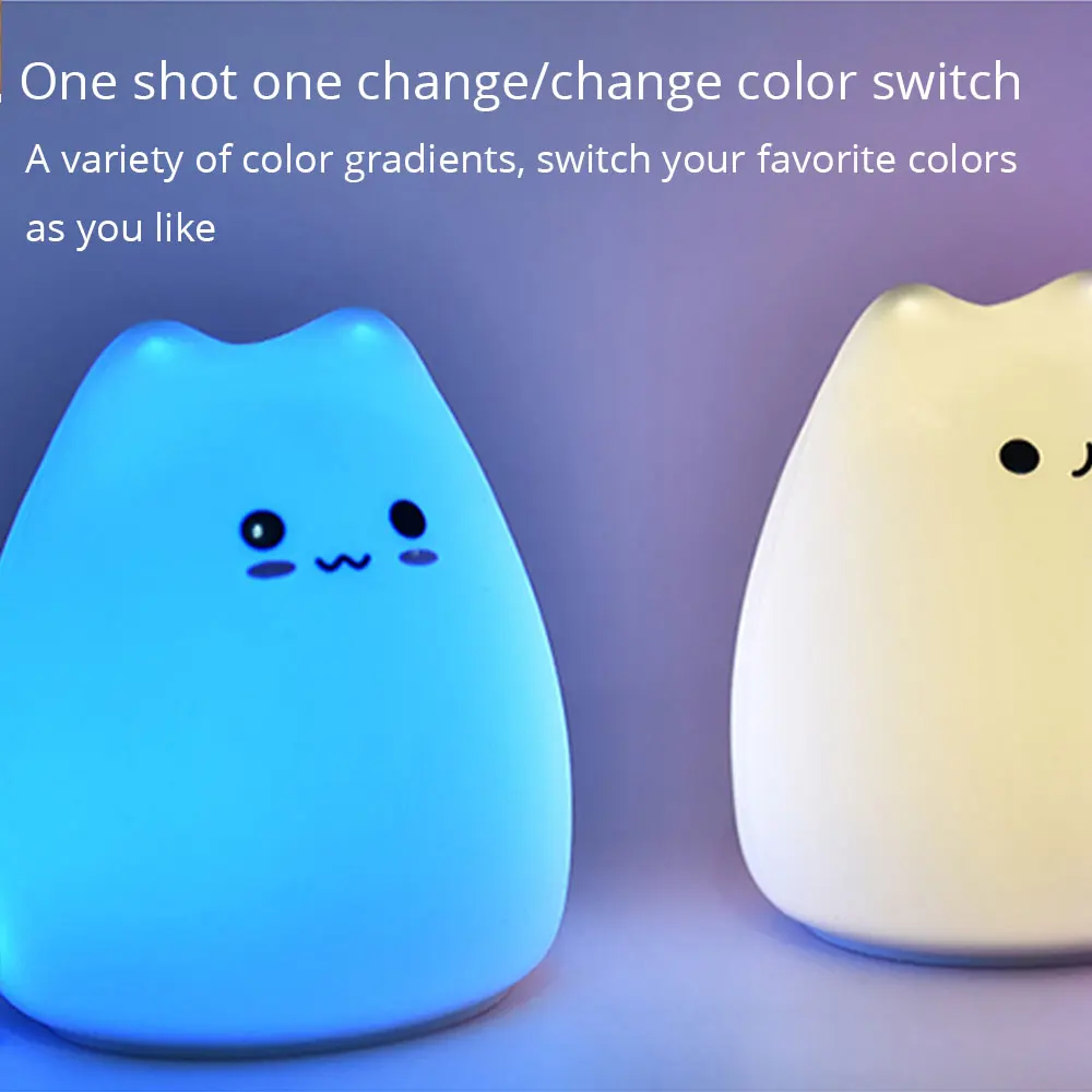 LED Night Lamp Touch Sensor Cat Silicone Animal Light Colorful Child Holiday Gift Sleepping Creative Bedroom Desktop Decor Lamp
LED Night Lamp Touch Sensor Cat Silicone Animal Light Colorful Child Holiday Gift Sleepping Creative Bedroom Desktop Decor Lamp