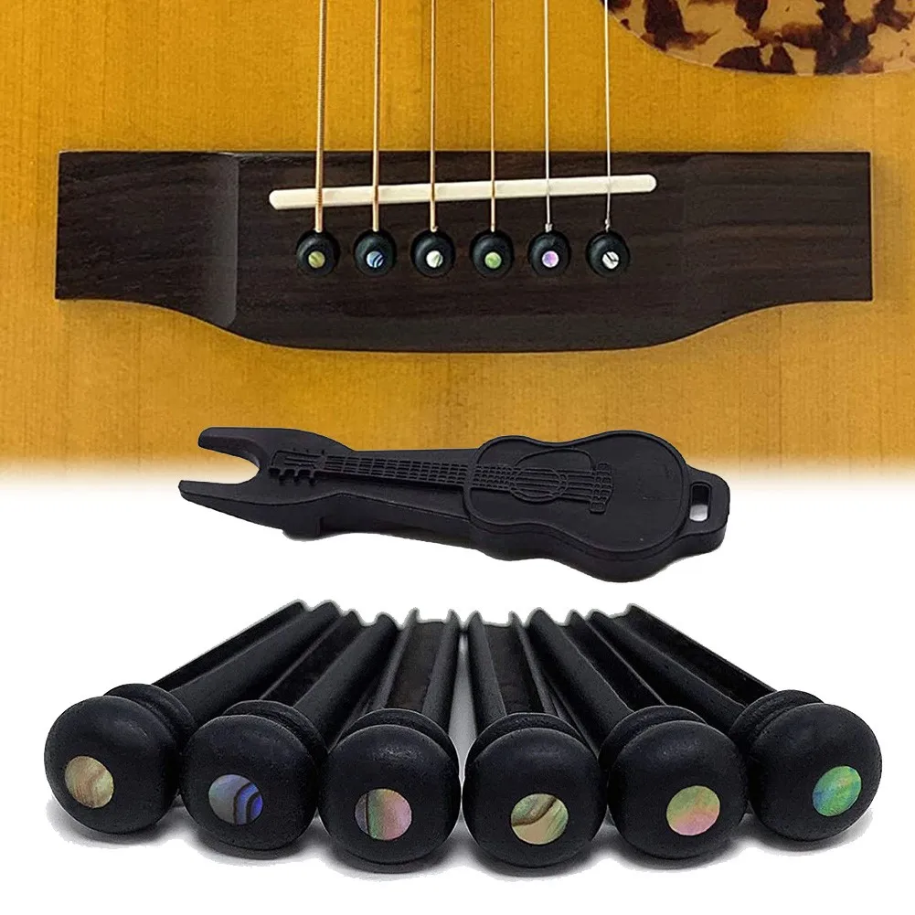 6pcs Premium Ebony Acoustic Guitar Bridge Pins+Puller Copper Ring Full Inlay 3 Degrees Folk Guitar Replacement Accessories
6pcs Premium Ebony Acoustic Guitar Bridge Pins+Puller Copper Ring Full Inlay 3 Degrees Folk Guitar Replacement Accessories