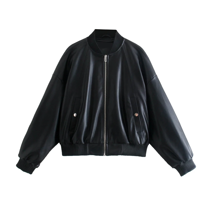 Women 2021 za fashion black faux leather jacket coat vintage casual long sleeve pockets female outerwear chic tops
Women 2021 za fashion black faux leather jacket coat vintage casual long sleeve pockets female outerwear chic tops