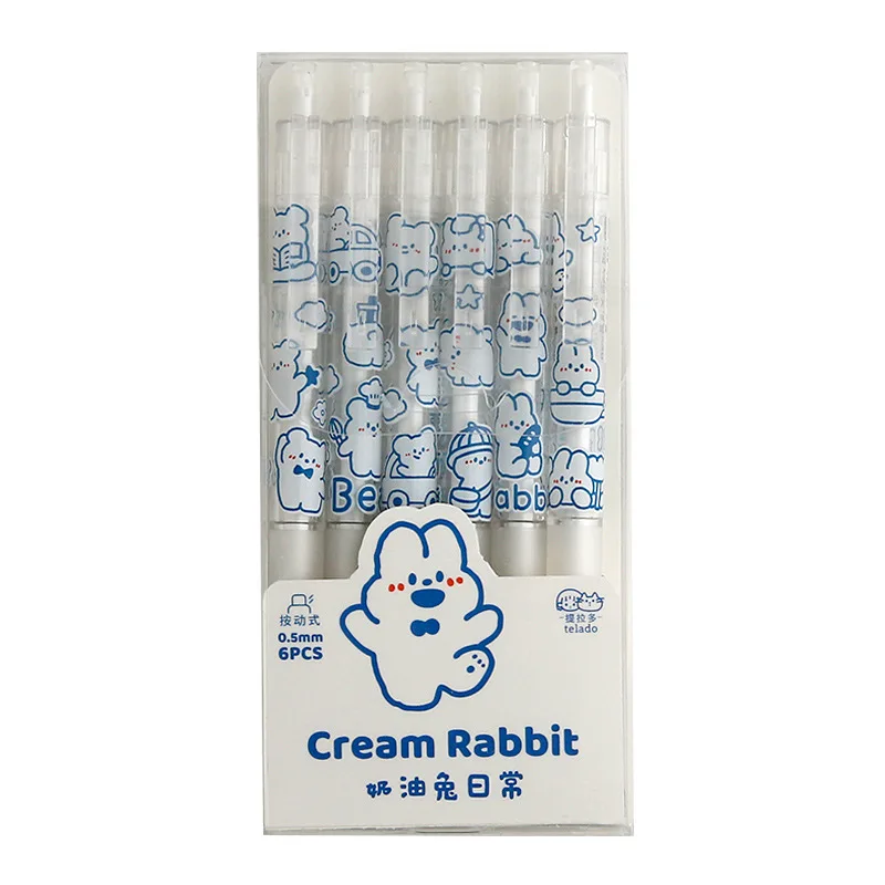 6pcs/lot 0.5mm Cartoons Rabbit Gel Pen Cute White Transparent Press Style Pen Kawaii School Office Writing Stationery Supplies
6pcs/lot 0.5mm Cartoons Rabbit Gel Pen Cute White Transparent Press Style Pen Kawaii School Office Writing Stationery Supplies