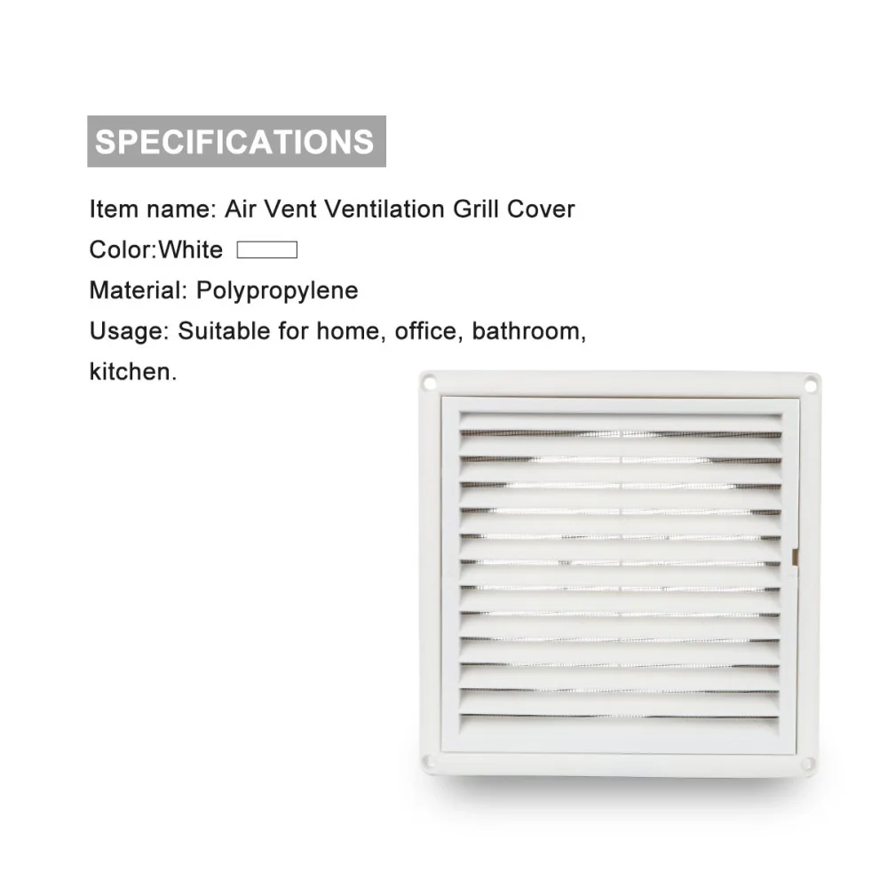 Air Vent Ventilation Grill Cover Wall Ceiling Mounted Vent Built-In Fly Screen Mesh Bathroom Plastic Wind Mask With Mosquito Net
Air Vent Ventilation Grill Cover Wall Ceiling Mounted Vent Built-In Fly Screen Mesh Bathroom Plastic Wind Mask With Mosquito Net
