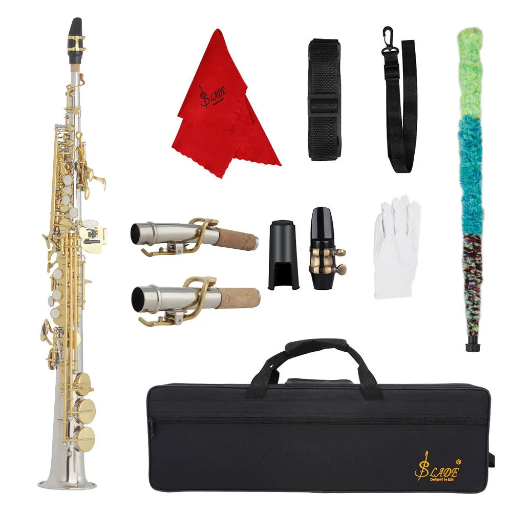SLADE Сопрано-саксофон Bb плоский деревянный инструмент Латунный прямой Сакс с чехлом мундштук аксессуары для музыкальных инструментов 
SLADE Сопрано-саксофон Bb плоский деревянный инструмент Латунный прямой Сакс с чехлом мундштук аксессуары для музыкальных инструментов