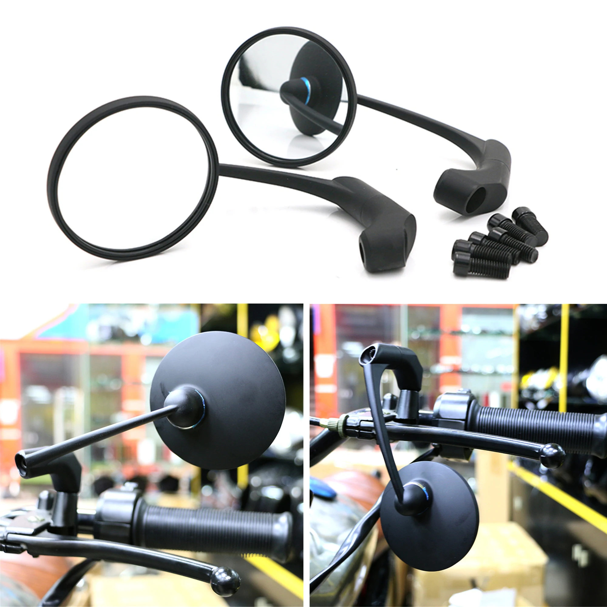 

Motorcycle Rearview Mirrors 8mm 10mm Classic Rotatable Mirror for Bobber Chopper Scooter Cruiser Touring Cafe Racer Honda Suzuki