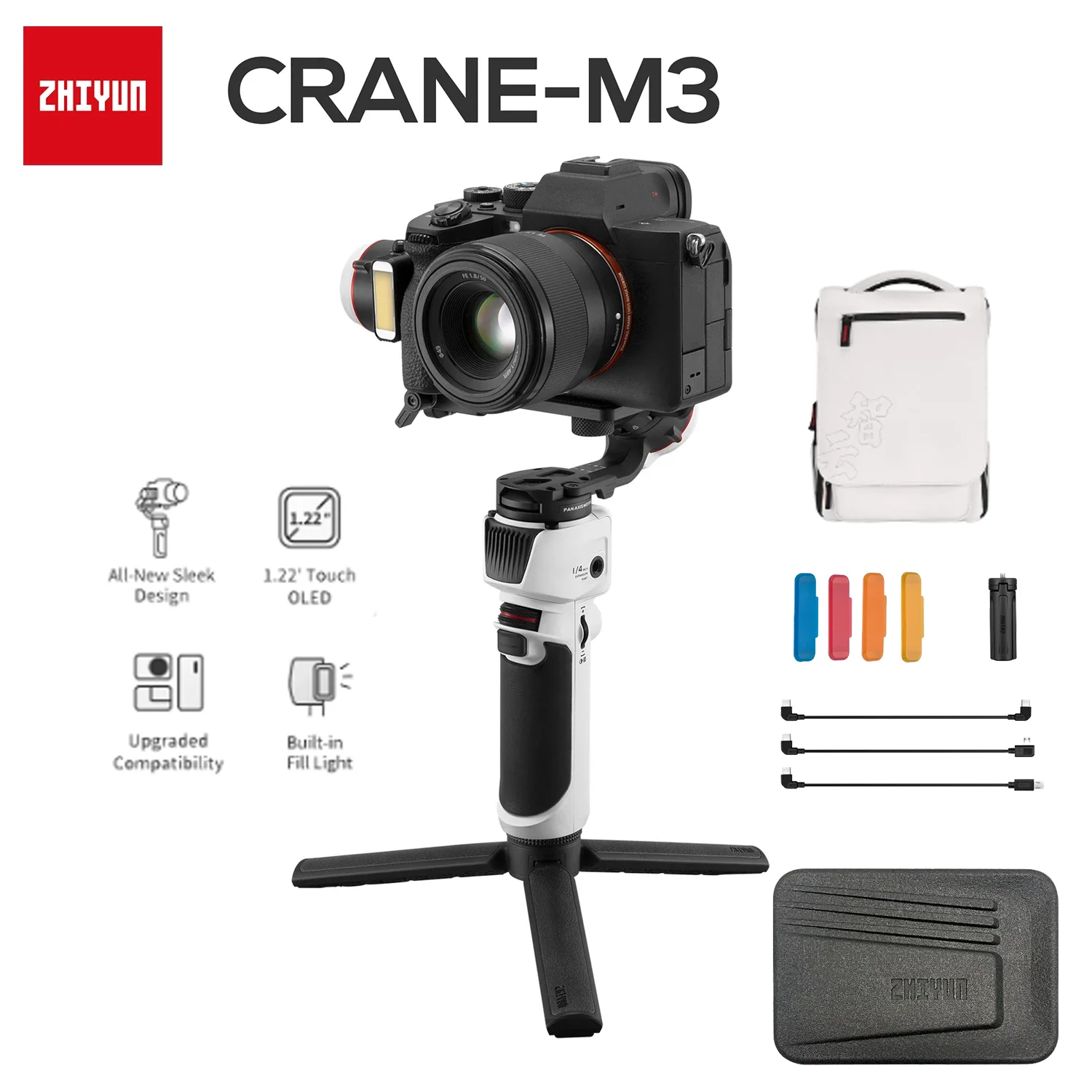 ZHIYUN Crane M3 3-Axis Gimbal Handheld Stabilizer for Mirrorless Compact Action Cameras Phone Smartphones iPhone 13
ZHIYUN Crane M3 3-Axis Gimbal Handheld Stabilizer for Mirrorless Compact Action Cameras Phone Smartphones iPhone 13