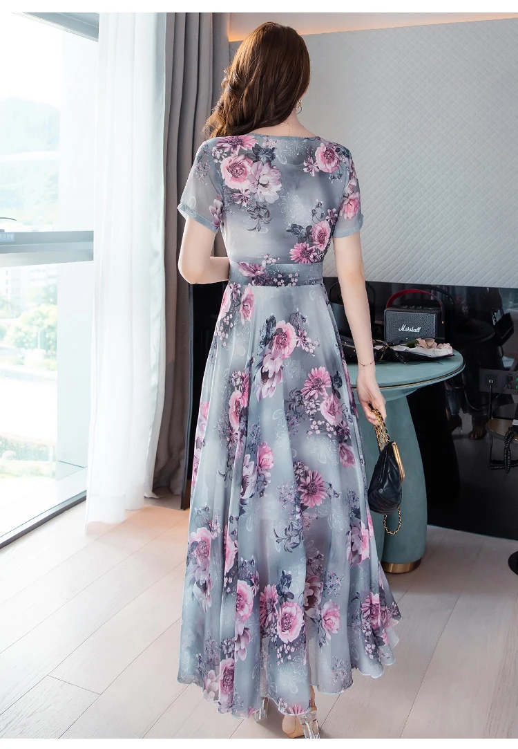 Chiffon Loose Women Dresses New Fashion Dress Casual Short Sleeve Print V-neck Mid-length Flower Summer Houthion
Chiffon Loose Women Dresses New Fashion Dress Casual Short Sleeve Print V-neck Mid-length Flower Summer Houthion