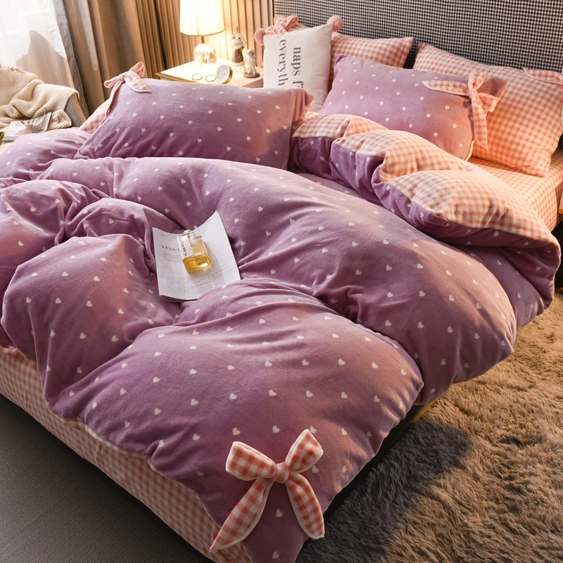 Winter Milk Fleece 4-piece Double-sided Flannel Quilt Cover Sheet Flannel Coral Velvet Lady Bedding 4
Winter Milk Fleece 4-piece Double-sided Flannel Quilt Cover Sheet Flannel Coral Velvet Lady Bedding 4