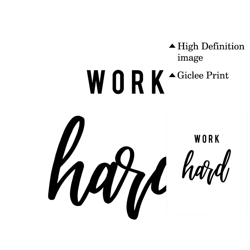 Modern Office Decorative Motivational Quote Canvas Print Work Hard Stay Positive Make It Happen Workplace Painting Wall Art | Дом и сад