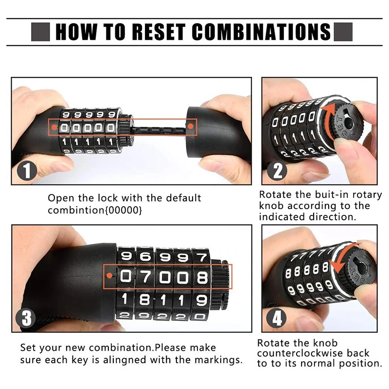 Bike Lock Cycle Lock with 5-Digit Combination Password Security Bicycle Chain Lock for Bike Gates Fences Motorcycle
Bike Lock Cycle Lock with 5-Digit Combination Password Security Bicycle Chain Lock for Bike Gates Fences Motorcycle