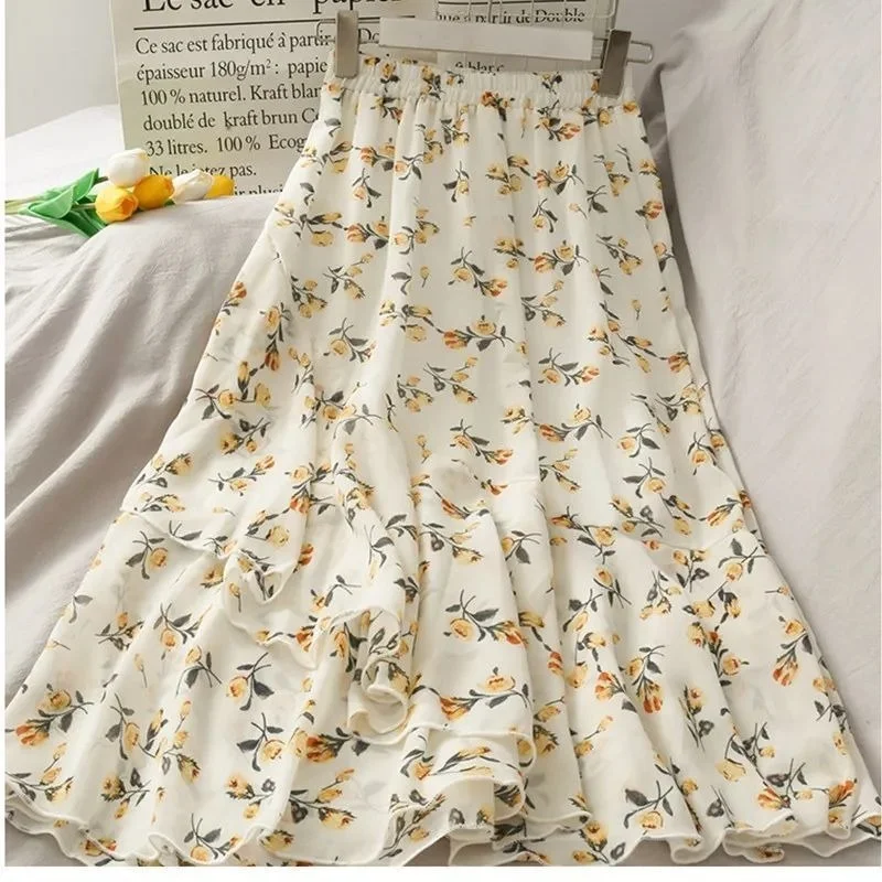 Chiffon Women Skirt Summer Bohemian Floral Print High Waist Asymmetrical Beach Pleated Skirt Female Party Casual Midi Skirts
Chiffon Women Skirt Summer Bohemian Floral Print High Waist Asymmetrical Beach Pleated Skirt Female Party Casual Midi Skirts