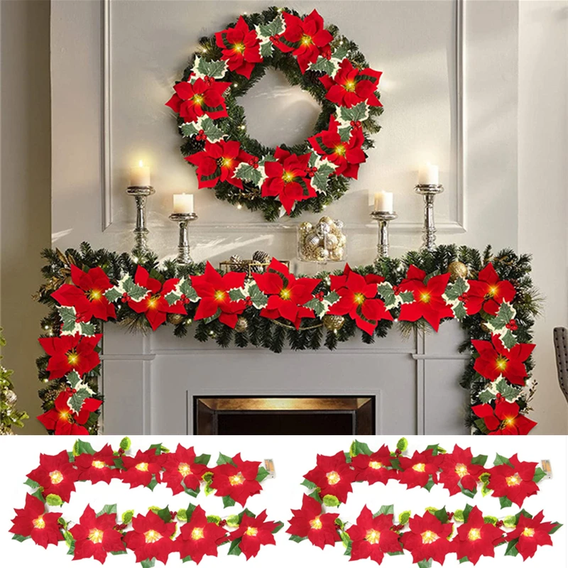 2022 New Year Table Decor Christmas Poinsettia Flowers Garland String Lights Christmas Tree Decor Artificial Poinsettia Garland
2022 New Year Table Decor Christmas Poinsettia Flowers Garland String Lights Christmas Tree Decor Artificial Poinsettia Garland
