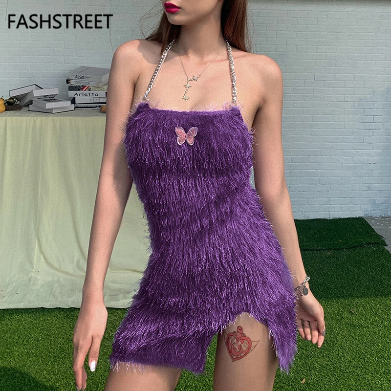 Женское платье с вышивкой в виде бабочек и перьев FASHSTREET летнее Клубное разрезом