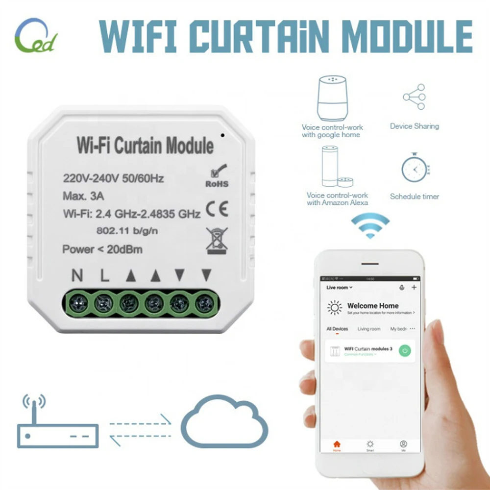 Curtain Switch WiFi Module for Roller Shutter Electric Motor Compatible with Alexa Google Home Curtain Accessories
Curtain Switch WiFi Module for Roller Shutter Electric Motor Compatible with Alexa Google Home Curtain Accessories