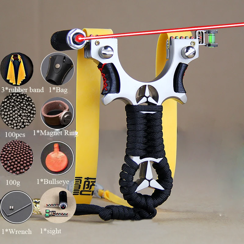Laser Aming Slingshot Stainless Steel Catapult Hunting Accessories Outdoor Shooting Practice with Rubber Band
Laser Aming Slingshot Stainless Steel Catapult Hunting Accessories Outdoor Shooting Practice with Rubber Band
