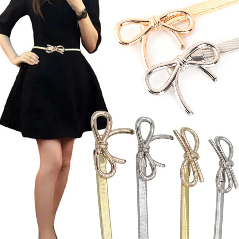 Women Belt Metal Bow Design Clasp Front Stretch Elastic Waist Dress Belt Strap Waistband Waist Belt Skinny Elastic Ceinture
Women Belt Metal Bow Design Clasp Front Stretch Elastic Waist Dress Belt Strap Waistband Waist Belt Skinny Elastic Ceinture
