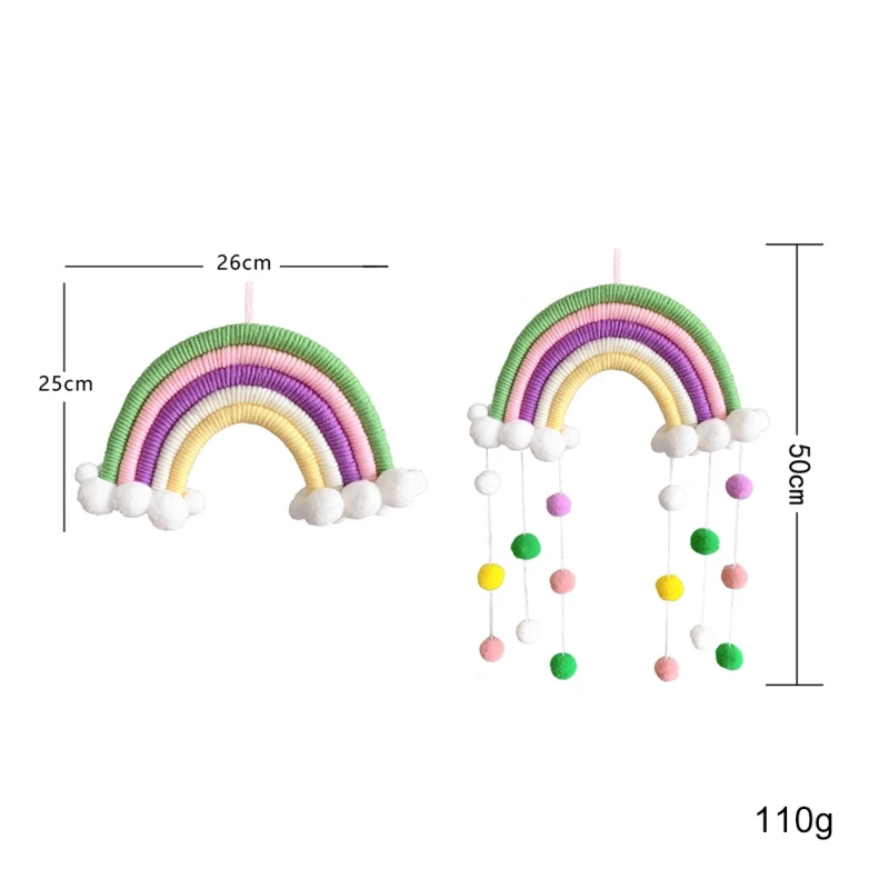 Cute Children Room Handmade Wind Chimes Decor Cotton Woven Rainbow Cloud With PomPom Balls Wall Hanging Ornament
Cute Children Room Handmade Wind Chimes Decor Cotton Woven Rainbow Cloud With PomPom Balls Wall Hanging Ornament
