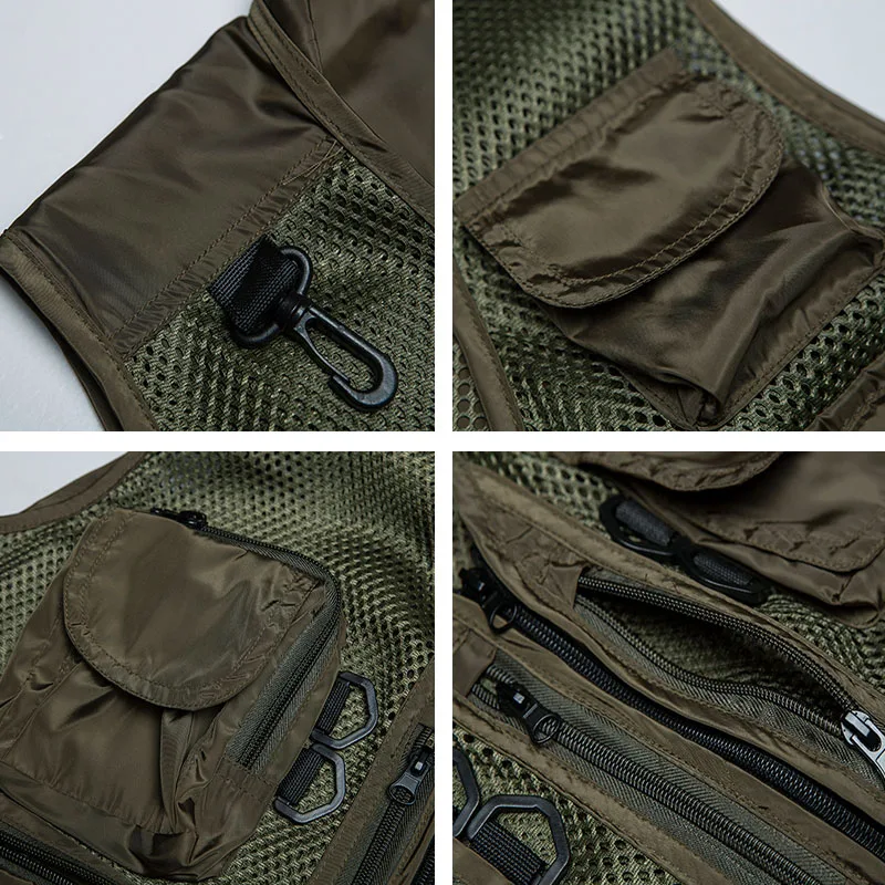 Summer Baggy Causal Mens Mesh Vest Multi Pocket Photographers Male Sleeveless Jackets Gauze Green Camouflage Waistcoat for Men
Summer Baggy Causal Mens Mesh Vest Multi Pocket Photographers Male Sleeveless Jackets Gauze Green Camouflage Waistcoat for Men