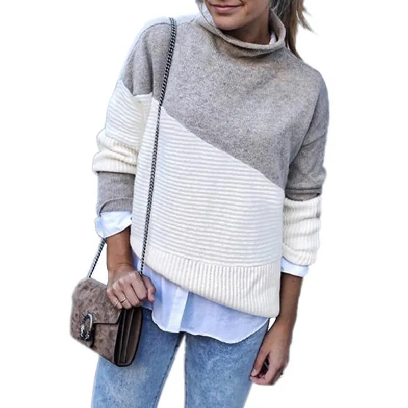 2020 Autumn Winter New Fashion Irregular Sleeves Curled Half High Collar Contrast Color Pullover Sweater Long Sleeve Sweater
2020 Autumn Winter New Fashion Irregular Sleeves Curled Half High Collar Contrast Color Pullover Sweater Long Sleeve Sweater