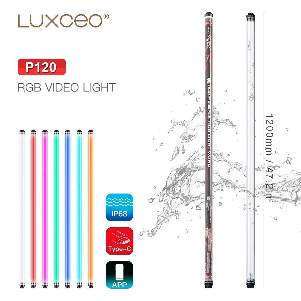 LUXCEO P120 LED RGB Video Light Wand Tube 120cm IP68 Waterproof With APP Control 1350LM Studio Fill Lighting For Photographers
LUXCEO P120 LED RGB Video Light Wand Tube 120cm IP68 Waterproof With APP Control 1350LM Studio Fill Lighting For Photographers