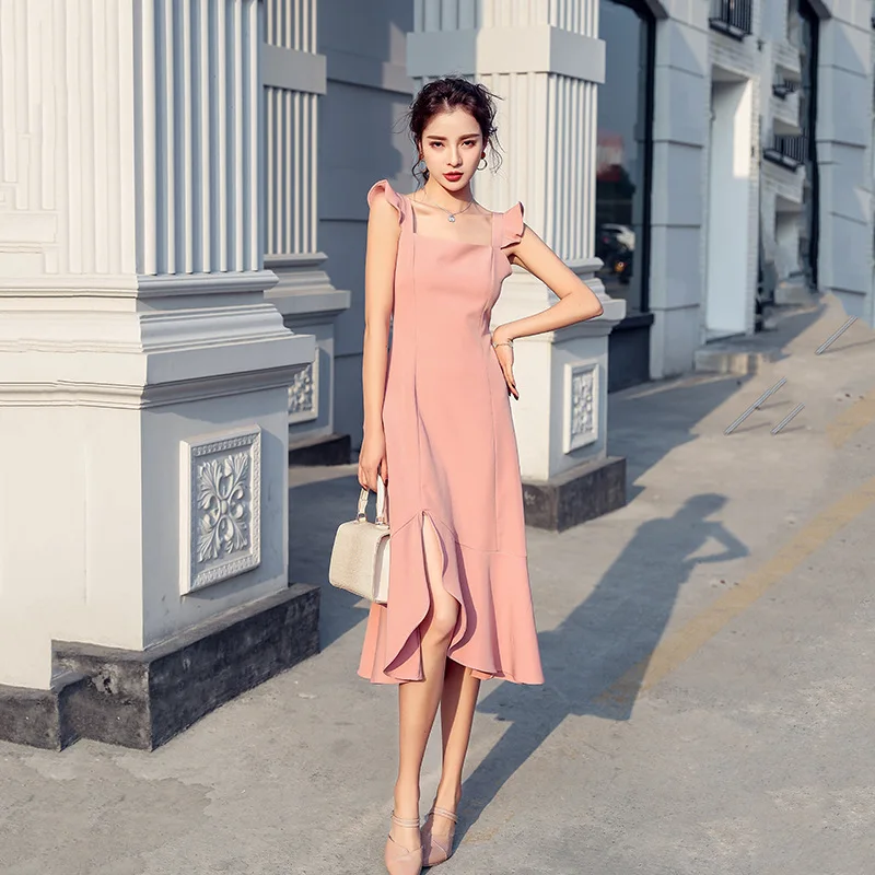 2021 Women's Summer New Temperament Mid-length Sexy Split Ruffled Yellow Fairy Strap Dress Female Sleevess Solid Color Dresses
2021 Women's Summer New Temperament Mid-length Sexy Split Ruffled Yellow Fairy Strap Dress Female Sleevess Solid Color Dresses