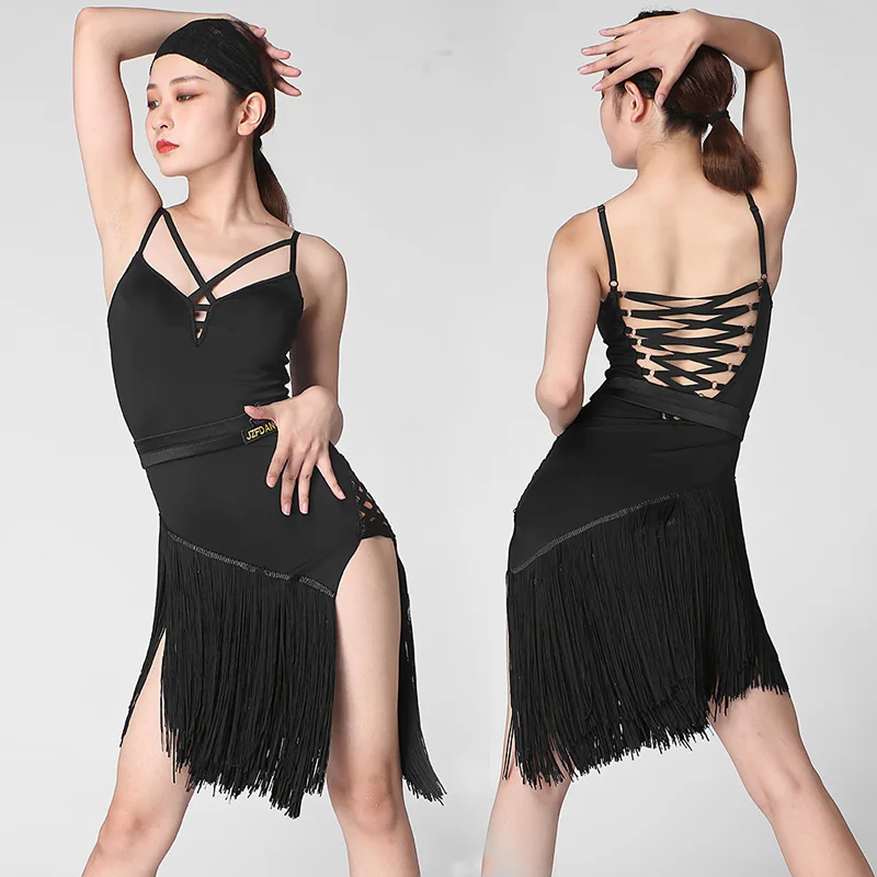 Latin Dance Dress Black Suspenders Sexy Backless Irregular Fringe Performance Clothing Tango Salsa Cha Cha Samba Rumba DNV13692
Latin Dance Dress Black Suspenders Sexy Backless Irregular Fringe Performance Clothing Tango Salsa Cha Cha Samba Rumba DNV13692