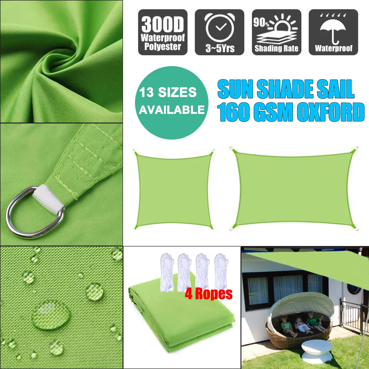 Waterproof 300D Green Square Rectangle all size Shade Sail Garden Terrace Canopy Swimming Sun Shade Camping Hiking shade Sail 
Waterproof 300D Green Square Rectangle all size Shade Sail Garden Terrace Canopy Swimming Sun Shade Camping Hiking shade Sail