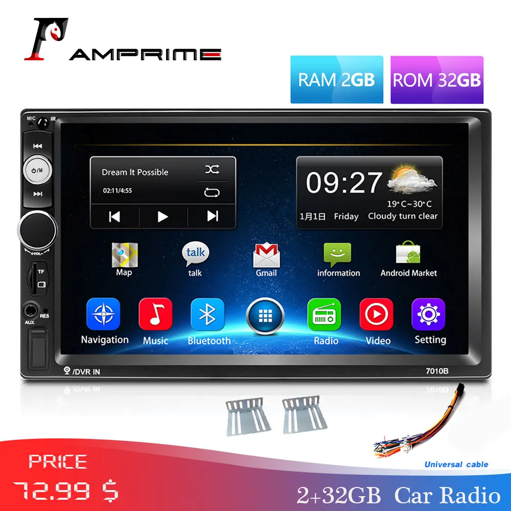 Автомобильный мультимедийный плеер AMPrime2 Android 2din GPS навигация 7 дюймовый сенсорный