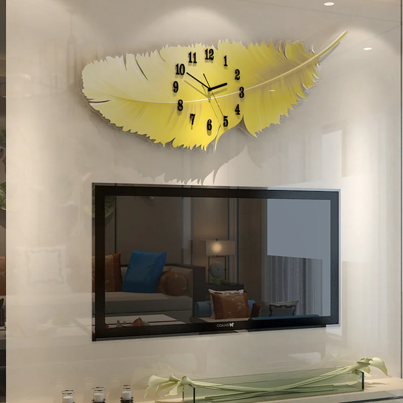 Yellow Feather Large Wall Clock Modern Design Living Room Home Decoration Wall Decor For Room Wall Watch Clock ZM226 
Yellow Feather Large Wall Clock Modern Design Living Room Home Decoration Wall Decor For Room Wall Watch Clock ZM226