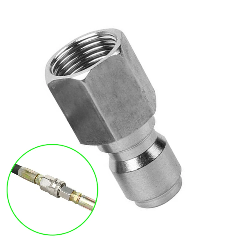 NPT Adapter Set 3/8in Stainless Steel Pressure Washer Female Male Quick Connect Valve 5000 PSI
NPT Adapter Set 3/8in Stainless Steel Pressure Washer Female Male Quick Connect Valve 5000 PSI