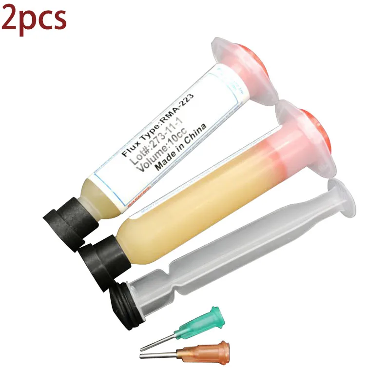 

2pcs/lot Needle Shaped 10cc RMA-223 PCB PGA BGA SMD With Flexible Tip Syringe Solder Paste Flux Grease Repair Solde